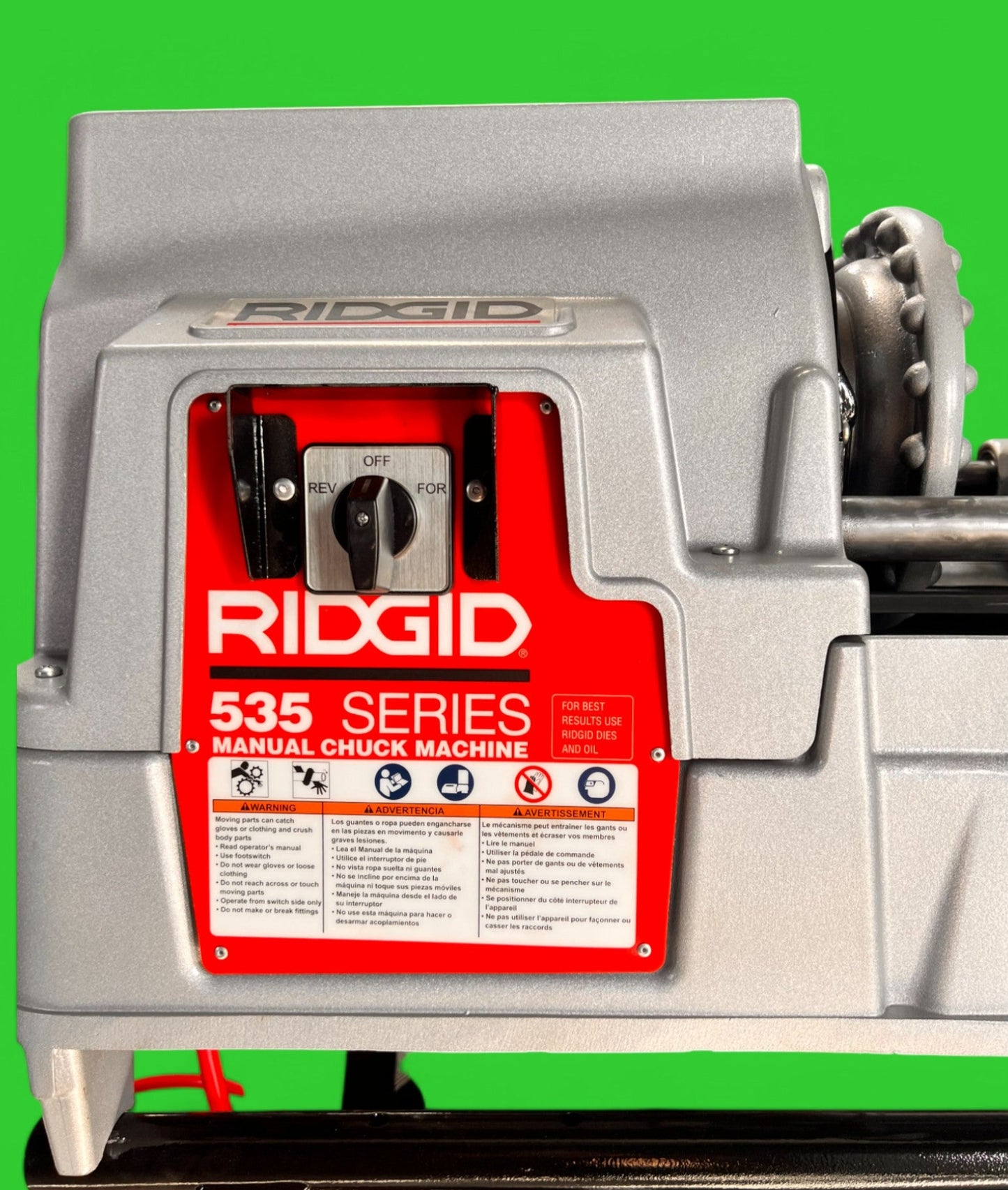 REFURBISHED RIDGID 535A PIPE THREADING MACHINE.
