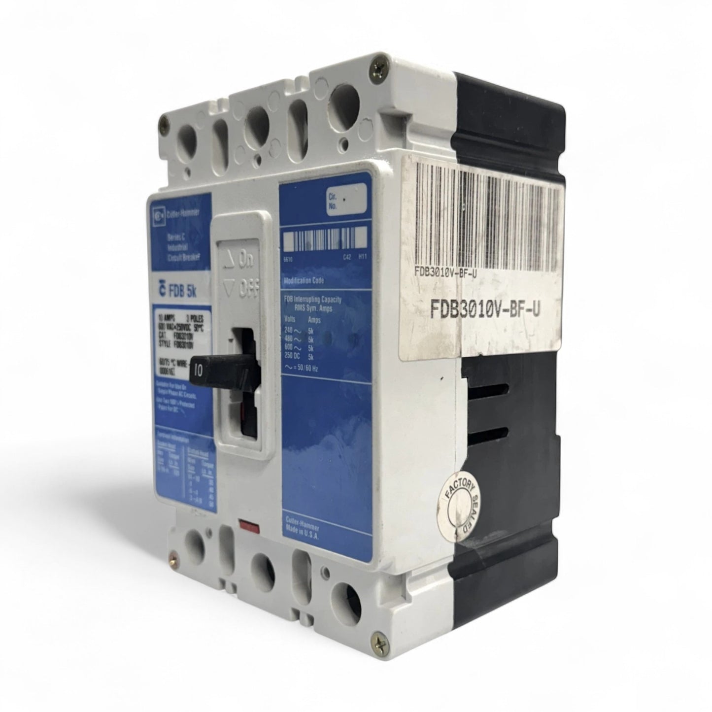 EATON CUTLER HAMMER FDB3010V 10 AMP 3P 600V CIRCUIT BREAKER