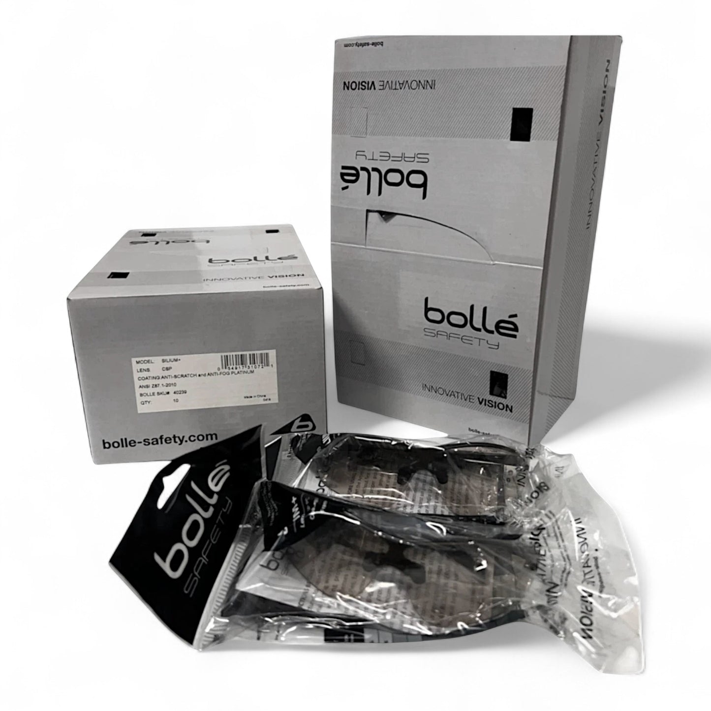 3-PK BOLLE 40239 SILIUM+ PLATINUM SAFETY GLASSES ANTI-SCRATCH, ANTI-FOG