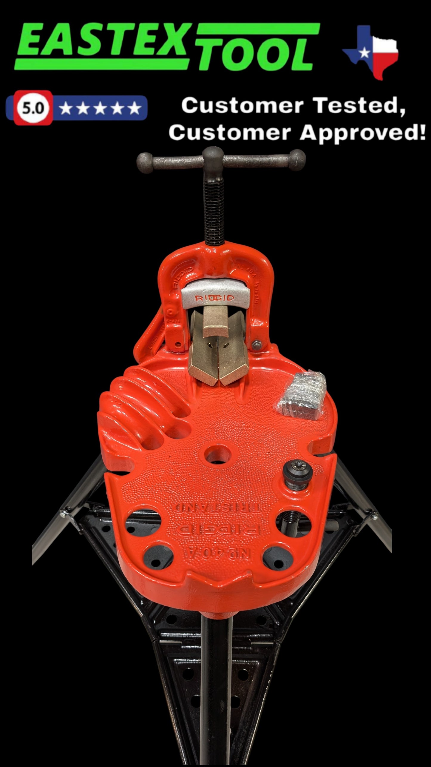 RIDGID 40130 Portable Yoke Vise, 1/8 to 2-1/2 In, with Jackson JP jaw set model 142 PVC.