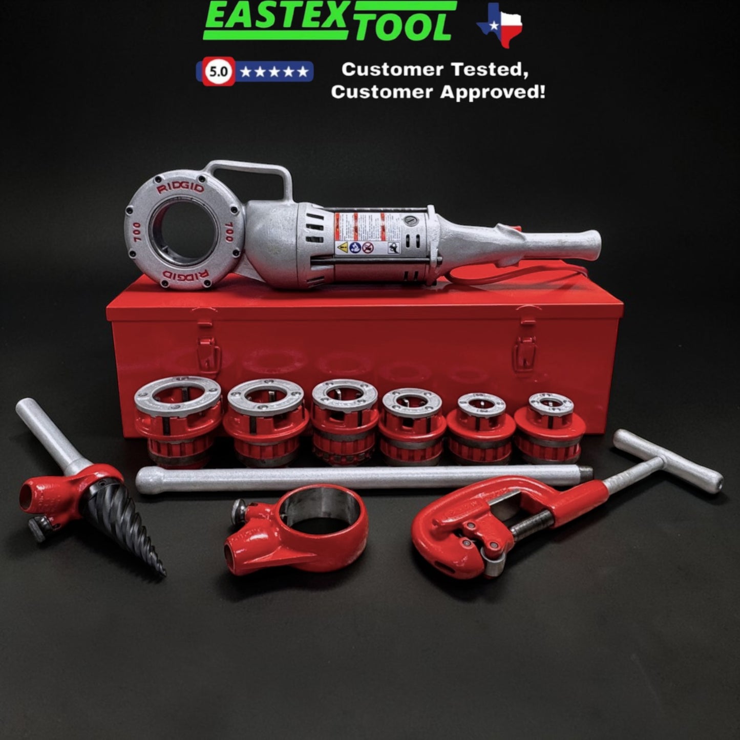 RIDGID 700 POWER DRIVE WITH 12R DIE SET KIT. PIPE THREADING KIT.