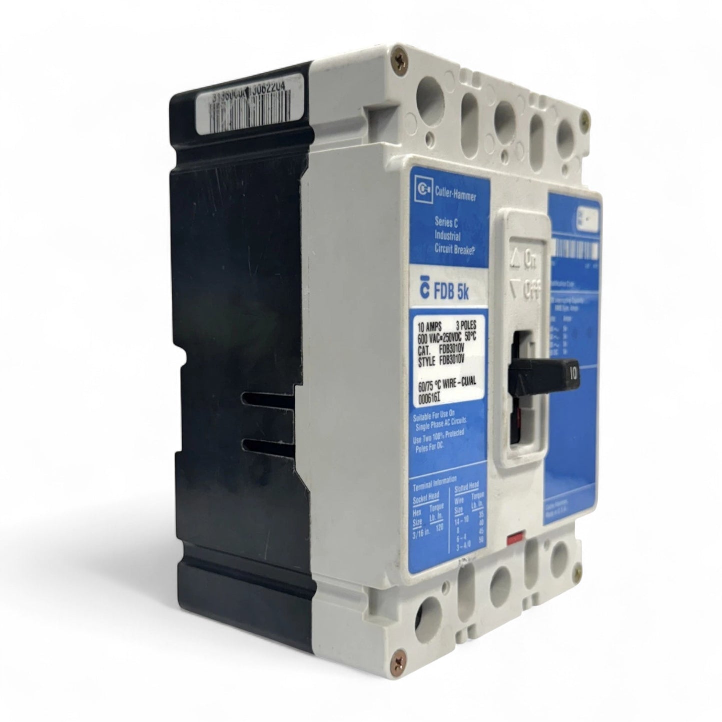EATON CUTLER HAMMER FDB3010V 10 AMP 3P 600V CIRCUIT BREAKER