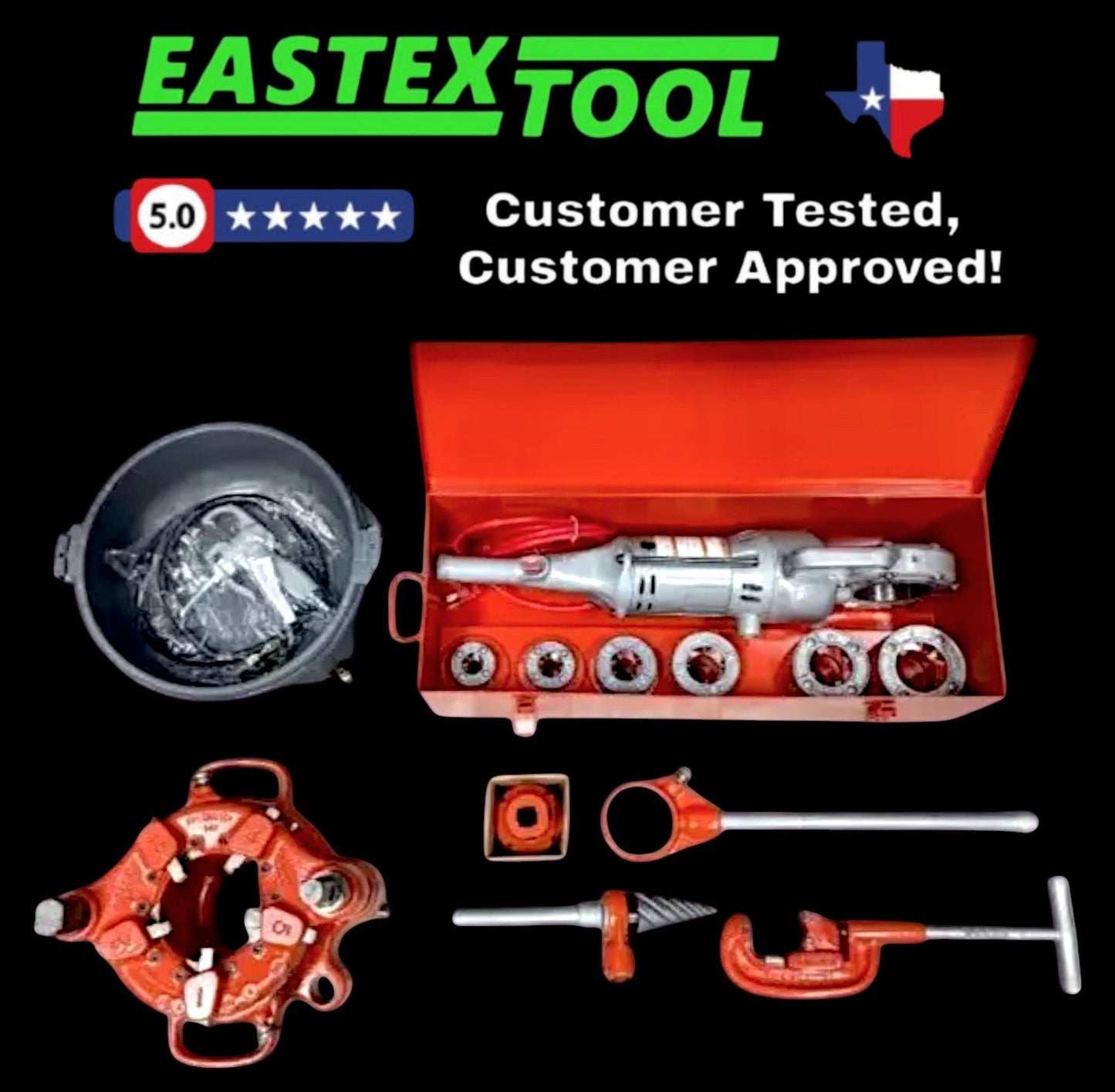 RIDGID 700 POWER DRIVE, 141, 774, 2A CUTTER, 2S REAMER, 12R RATCHET, 418 OILER KIT 1/2"-4"